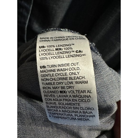 Chico’s size 3 (XL) blue button front long sleeve pockets tunic top - Picture 5 of 7